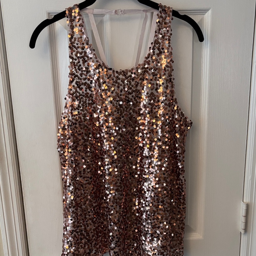 Free People Sequin Tank Top in Rose Gold
